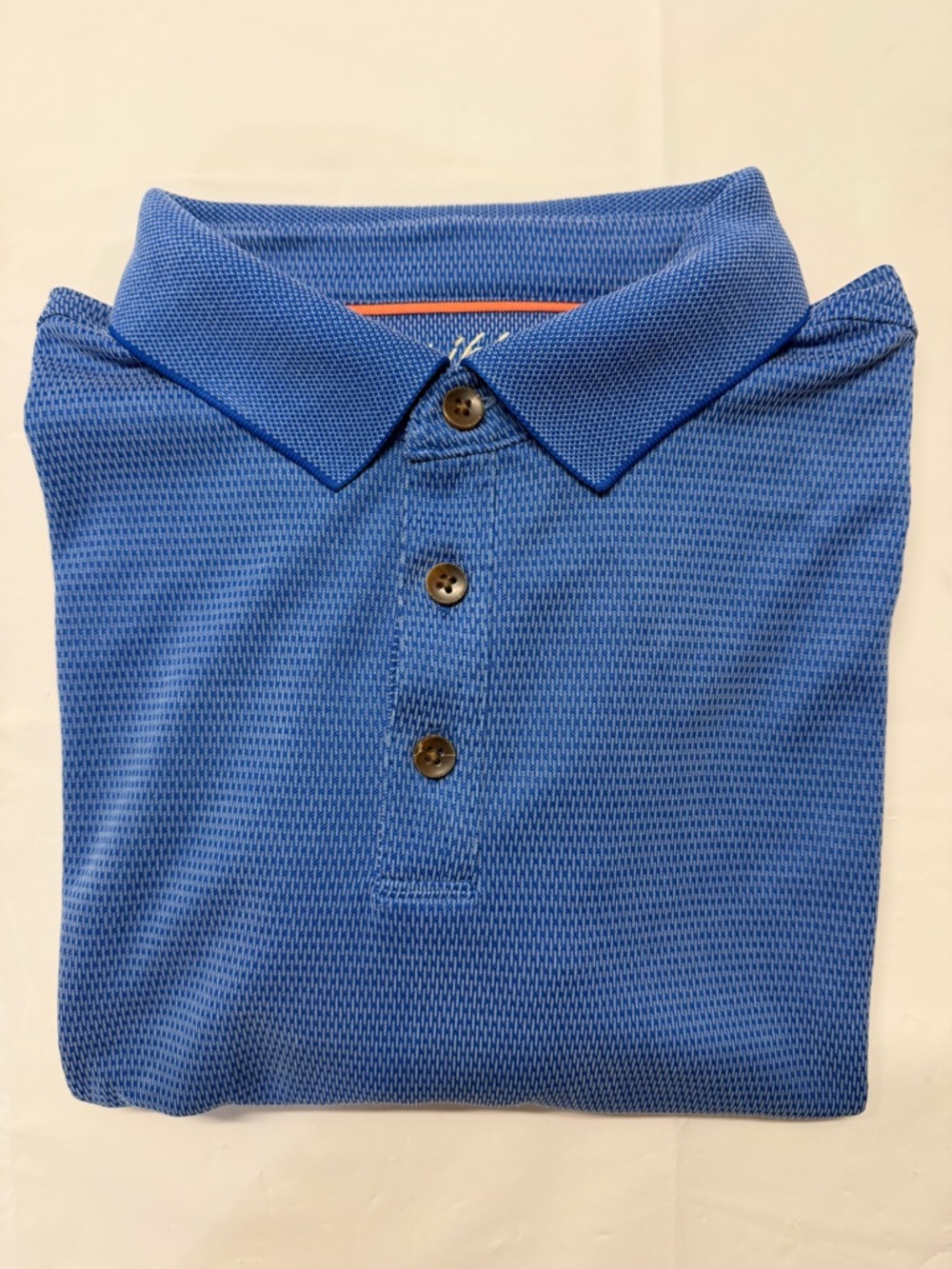 Caribbean Men's‎ Blue Short-Sleeve Polo with Button Placket